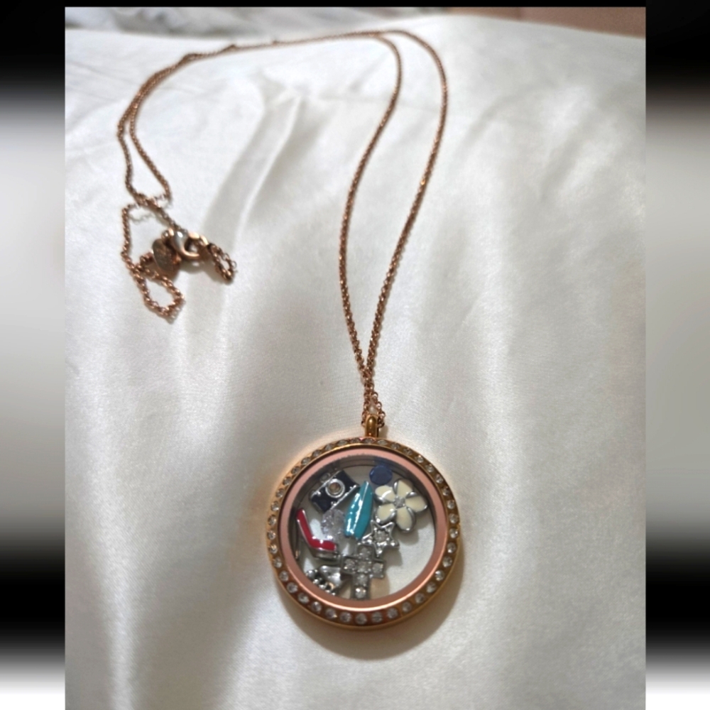 Origami Owl Rose Gold Charm Necklace